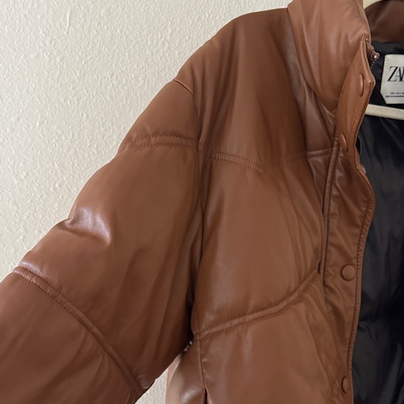 Zara Women's Chocolate Puffer Coat - Picture 3 of 5
